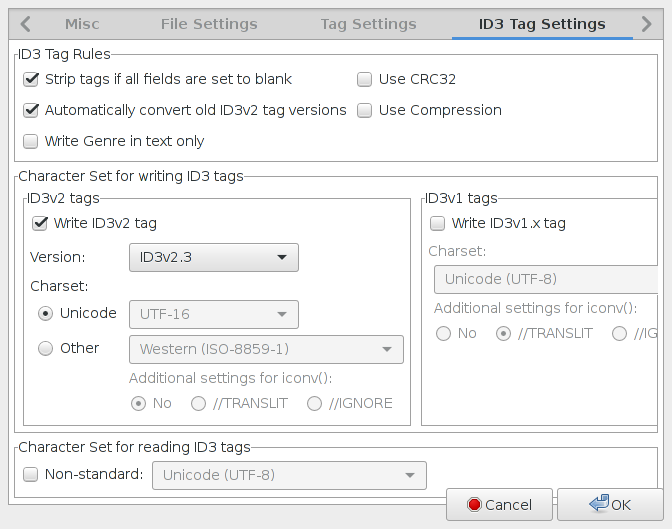 EasyTagのPreferences